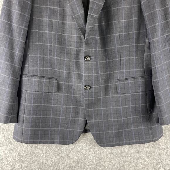 Stafford Year Round Blazer Sport Coat Mens 42R Blue Plaid Classic Fit Travel - Picture 3 of 16